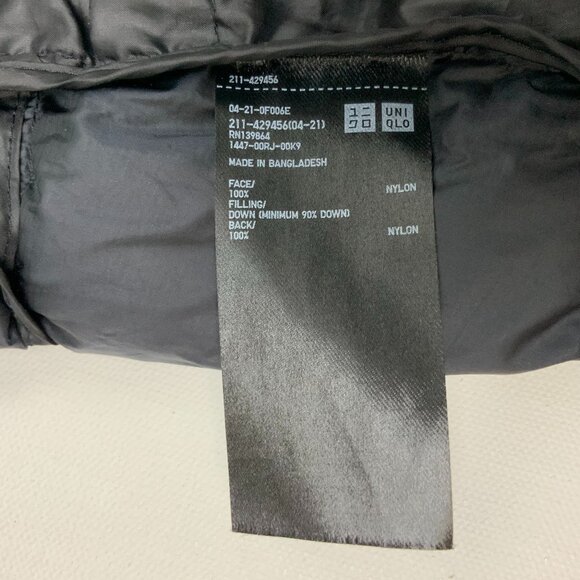 Uniqlo Black Quilted Down Puffer Snap Front Sz M - Picture 15 of 16